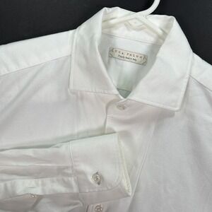Luca Faloni Dress Shirt Mens 15.75 40 White Brushed Cotton Slim Made Italy